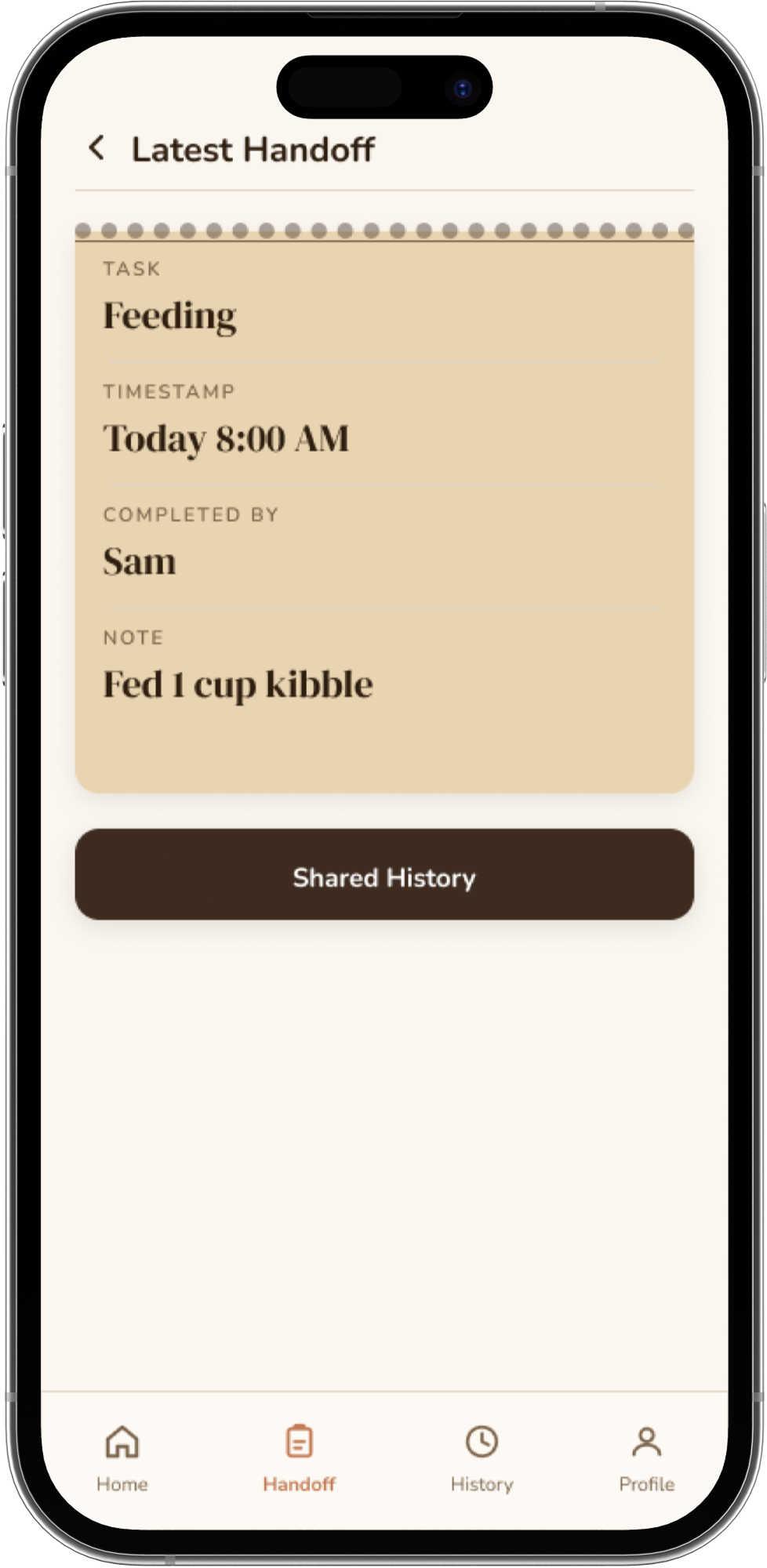 Feeding flow screen 2