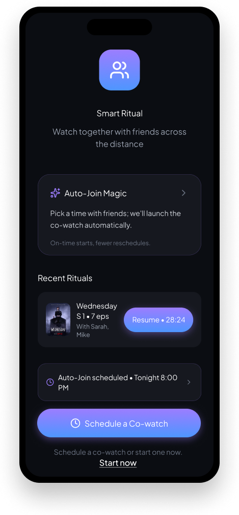 Smart Ritual app home screen mockup